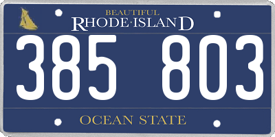 RI license plate 385803