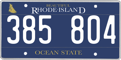 RI license plate 385804