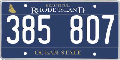 RI license plate 385807