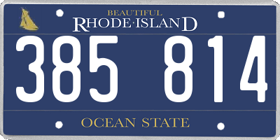 RI license plate 385814