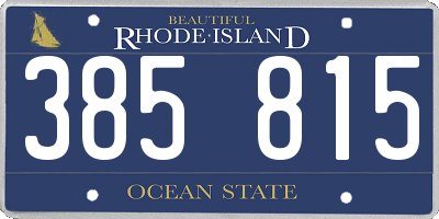 RI license plate 385815