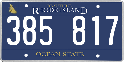 RI license plate 385817