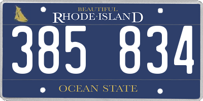 RI license plate 385834