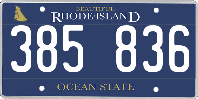RI license plate 385836