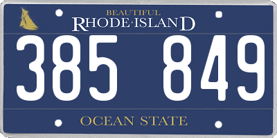RI license plate 385849
