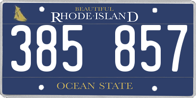 RI license plate 385857