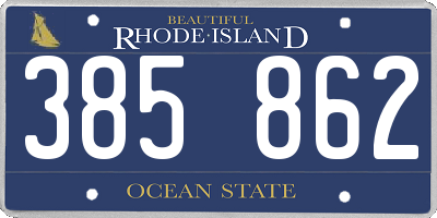 RI license plate 385862