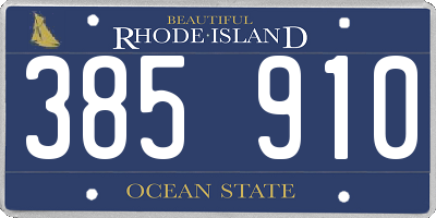 RI license plate 385910