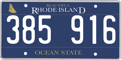 RI license plate 385916