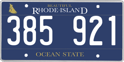 RI license plate 385921