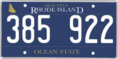 RI license plate 385922