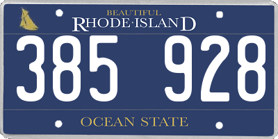 RI license plate 385928