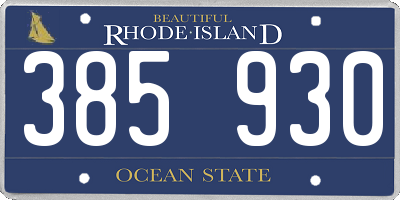 RI license plate 385930