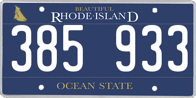 RI license plate 385933