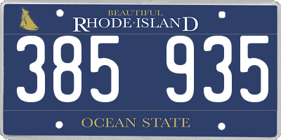 RI license plate 385935