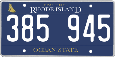 RI license plate 385945