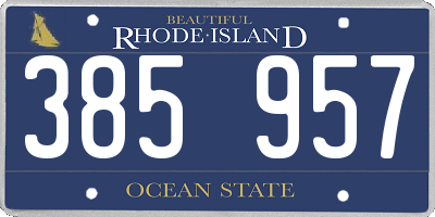 RI license plate 385957