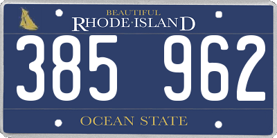 RI license plate 385962
