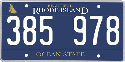 RI license plate 385978