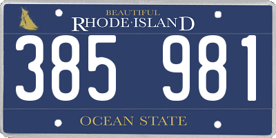 RI license plate 385981