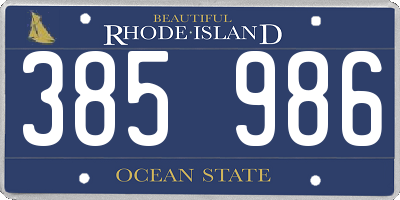 RI license plate 385986