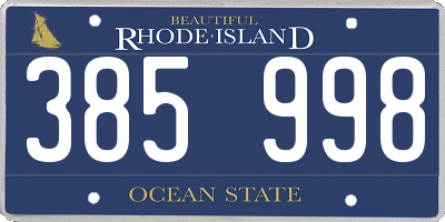 RI license plate 385998