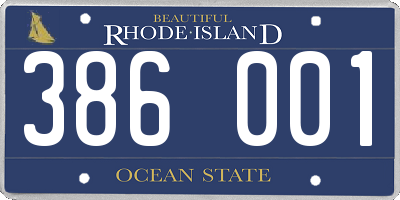 RI license plate 386001
