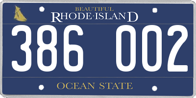 RI license plate 386002