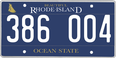 RI license plate 386004