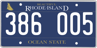 RI license plate 386005