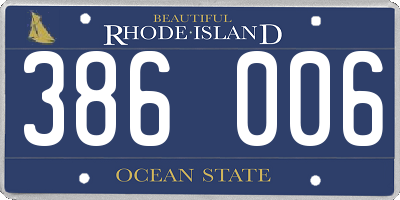 RI license plate 386006
