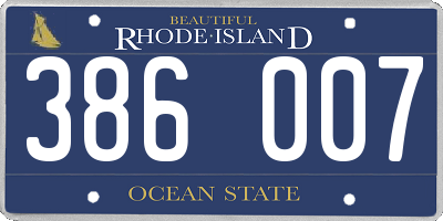 RI license plate 386007