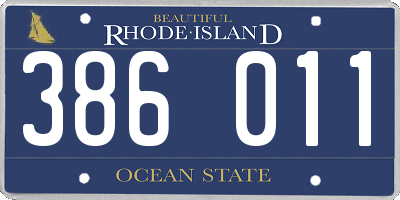 RI license plate 386011