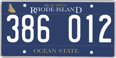RI license plate 386012