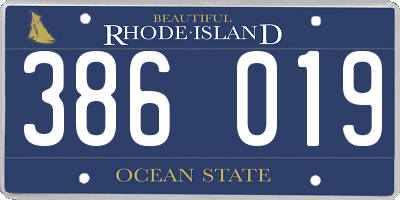 RI license plate 386019