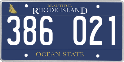 RI license plate 386021