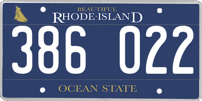 RI license plate 386022
