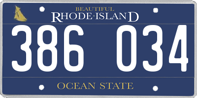 RI license plate 386034