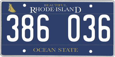 RI license plate 386036