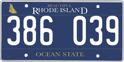 RI license plate 386039
