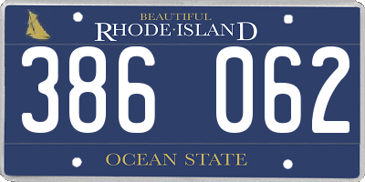 RI license plate 386062