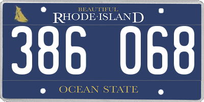 RI license plate 386068