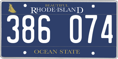 RI license plate 386074
