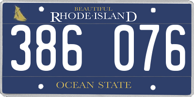 RI license plate 386076