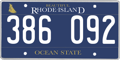 RI license plate 386092