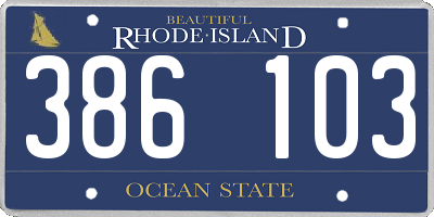 RI license plate 386103