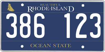 RI license plate 386123