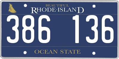 RI license plate 386136