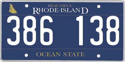 RI license plate 386138
