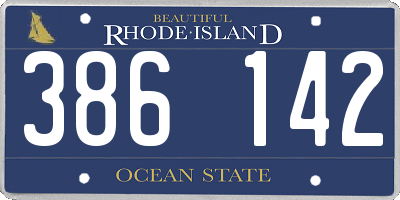 RI license plate 386142